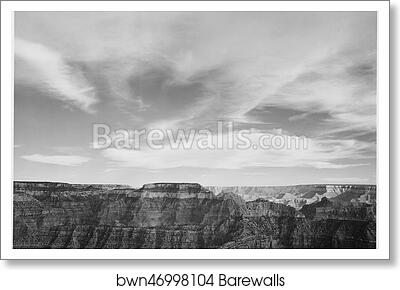 Canyon edge, low horizon, clouded sky, "Grand Canyon National Park," Arizona. Photographs of National Parks and Monuments, compiled 1941 - 1942, documenting the period ca. 1933 - 1942 by Ansel Adams (1902-1984), Art Print Canyon edge, low horizon, clouded sky, "Grand Canyon National Park," Arizona. Photographs of National Parks and Monuments, compiled 1941 - 1942, documenting the period ca. 1933 - 1942 by Ansel Adams (1902-1984), Art Print
