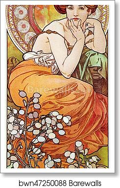 Topaz by Alphonse Mucha, Art Print