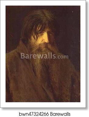Head of an Old Peasant by Ivan Kramskoy, Art Print