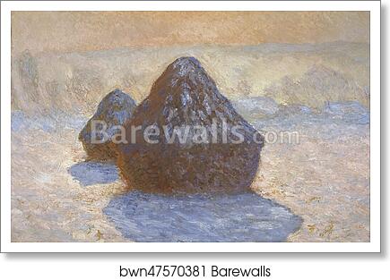 Haystacks: Snow Effect by Claude Monet, Art Print