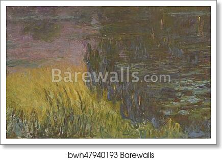 The Water Lilies - Setting Sun by Claude Monet, Art Print