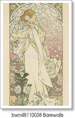 La Dame Aux Camelias by Alphonse Mucha, Art Print