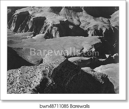 View from Yava Point, rock formations and valley, "Grand Canyon National Park," Arizona.  Photographs of National Parks and Monuments, compiled 1941 - 1942, documenting the period ca. 1933 - 1942 by Ansel Adams (1902-1984), Art Print