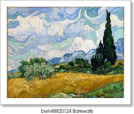 Wheat Field with Cypresses by Vincent Van Gogh, Art Print