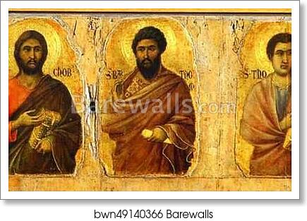 Maestà (front, central panel, detail of) The Mother of God Enthroned with the Christ Child, amidst Angels and Saints by Duccio Di Buoninsegna, Art Print Maestà (front, central panel, detail of) The Mother of God Enthroned with the Christ Child, amidst Angels and Saints by Duccio Di Buoninsegna, Art Print