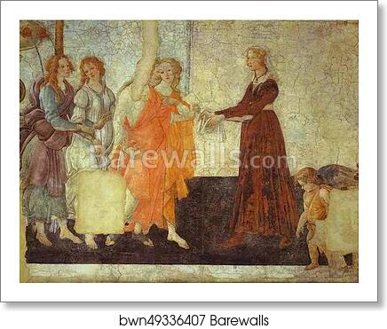 Venus and the Three Graces presenting Gifts to a Young Woman by Alessandro Botticelli, Art Print