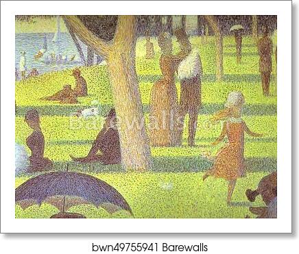 A Sunday on La Grande Jatte. Detail by Georges Seurat, Art Print