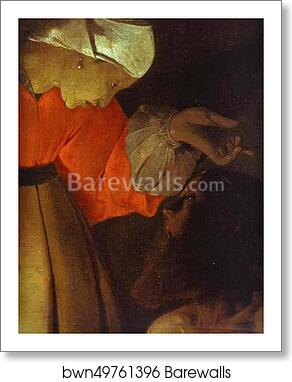 Job and his Wife. Detail by Georges De La Tour, Art Print