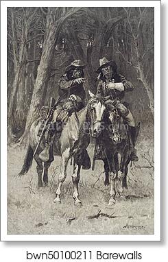 Cheyenne Scouts Patrolling the Big Timber of the North Canadian, Oklahoma by Frederic Remington, Art Print