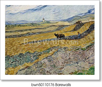 Enclosed Field with Ploughman by Vincent Van Gogh, Art Print