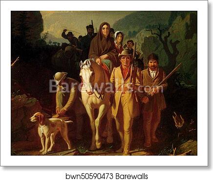 Daniel Boone Escorting Settlers through the Cumberland Gap. Detail by George Caleb Bingham, Art Print