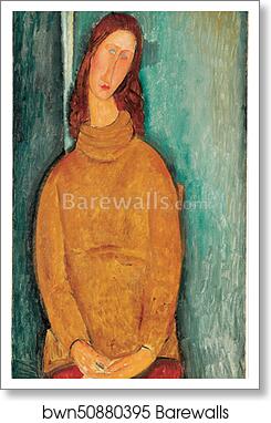 Portrait of Jeanne Hébuterne by Amedeo Modigliani, Art Print