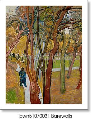 The garden of Saint Paul's Hospital (`The fall of the leaves') by Vincent Van Gogh, Art Print