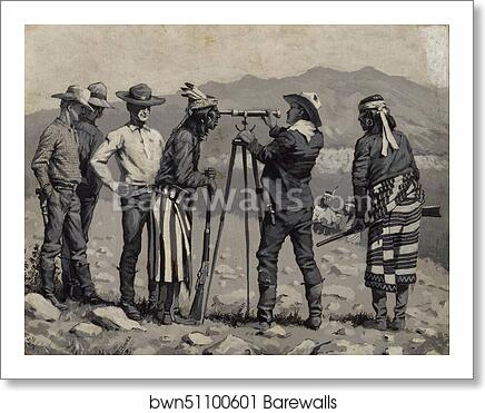 Looking Through the Telescope by Frederic Remington, Art Print