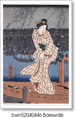 Evening on the Sumida river by Utagawa Hiroshige, Art Print