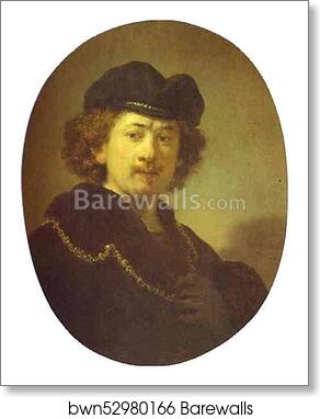 Self-Portrait with a Gold Chain by Rembrandt Harmenszoon Van Rijn, Art Print