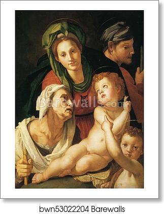 Holy Family with St.Elizabeth (or St. Anne?) and the Infant St. John the Baptist by Agnolo Bronzino, Art Print Holy Family with St.Elizabeth (or St. Anne?) and the Infant St. John the Baptist by Agnolo Bronzino, Art Print