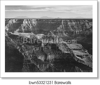 Broad view with detail of canyon, horizon, and mountains above, "Grand Canyon National Park," Arizona. Photographs of National Parks and Monuments, compiled 1941 - 1942, documenting the period ca. 1933 - 1942 by Ansel Adams (1902-1984), Art Print Broad view with detail of canyon, horizon, and mountains above, "Grand Canyon National Park," Arizona. Photographs of National Parks and Monuments, compiled 1941 - 1942, documenting the period ca. 1933 - 1942 by Ansel Adams (1902-1984), Art Print