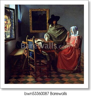 The Glass of Wine by Johannes Vermeer, Art Print