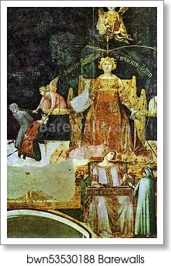 Allegory of Good Government. Detail by Ambrogio Lorenzetti, Art Print