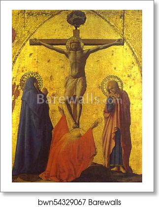 Crucifixion. Panel from the Pisa Altar by Masaccio, Art Print Crucifixion. Panel from the Pisa Altar by Masaccio, Art Print