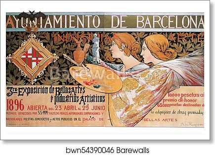Triosième Exposition de Barcelone by Alexandre De Riquer, Art Print
