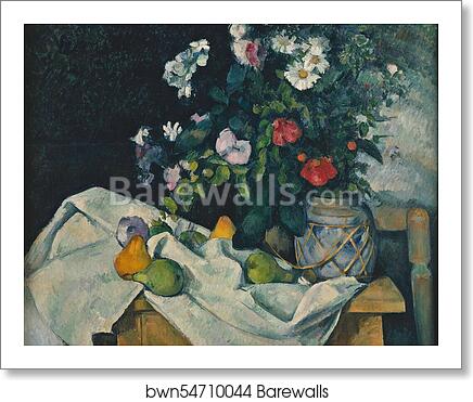 Still Life with Flowers and Fruit by Paul Cézanne, Art Print