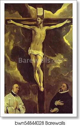 Christ on the Cross Adored by Two Donors by El Greco, Art Print Christ on the Cross Adored by Two Donors by El Greco, Art Print
