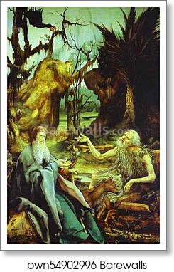 St Anthony Visiting St Paul the Hermit in the Desert by Matthias Grünewald, Art Print