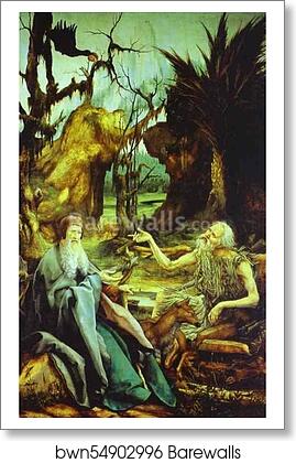 St Anthony Visiting St Paul the Hermit in the Desert by Matthias Grünewald, Art Print St Anthony Visiting St Paul the Hermit in the Desert by Matthias Grünewald, Art Print