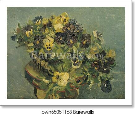 Basket of pansies on a small table by Vincent Van Gogh, Art Print Basket of pansies on a small table by Vincent Van Gogh, Art Print