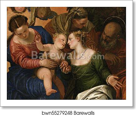 Mystic Marriage of Saint Catherine of Alexandria. Detail by Paolo Veronese, Art Print