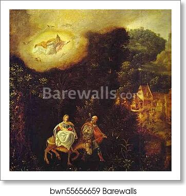 Flight into Egypt. Detail by Herri De Patinir, Called Herri Met De Bles, Art Print Flight into Egypt. Detail by Herri De Patinir, Called Herri Met De Bles, Art Print