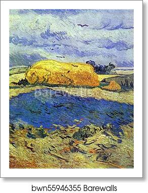Haystack in Rainy Day by Vincent Van Gogh, Art Print