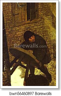 The Hunters in the Snow (January). Detail by Pieter Bruegel The Elder, Art Print