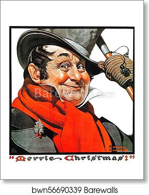 Merrie Christmas by Norman Rockwell, Art Print