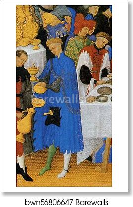 Les tr�s riches heures du Duc de Berry. January. A New Year's Day Feast including Jean de Berry. Detail by Limbourg Brothers, Art Print Les tr�s riches heures du Duc de Berry. January. A New Year's Day Feast including Jean de Berry. Detail by Limbourg Brothers, Art Print