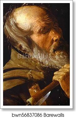 The Quarrel of the Musicians. Detail by Georges De La Tour, Art Print