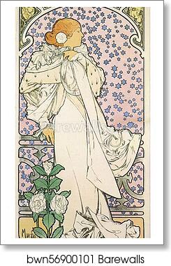 La Dame Aux Camelias by Alphonse Mucha, Art Print