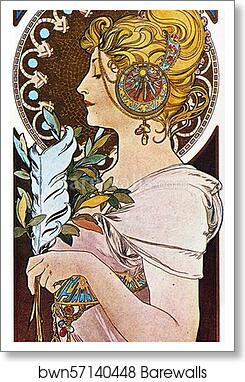 The Pen by Alphonse Mucha, Art Print