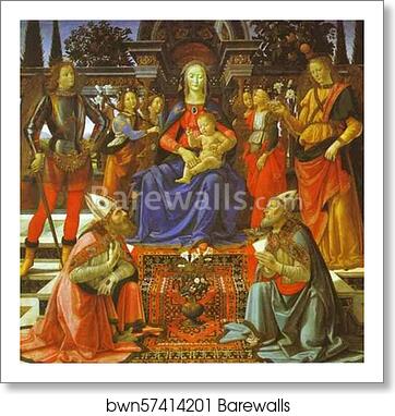 Madonna and Child Enthroned with Four Angels, the Archangels Michael and Raphael, and St. Gusto and St. Zenobius by Domenico Ghirlandaio, Art Print Madonna and Child Enthroned with Four Angels, the Archangels Michael and Raphael, and St. Gusto and St. Zenobius by Domenico Ghirlandaio, Art Print