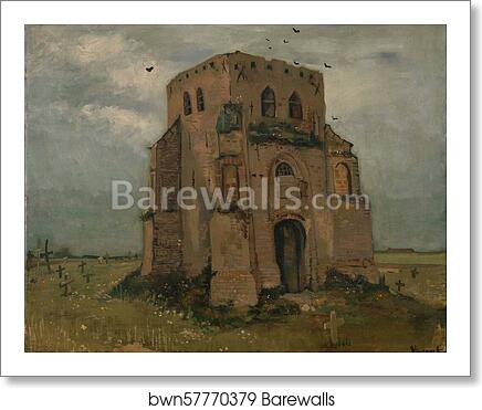 The old church tower at Nuenen (`The peasants' churchyard') by Vincent Van Gogh, Art Print