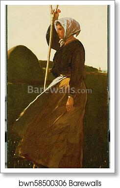 Girl with Pitchfork by Winslow Homer, Art Print