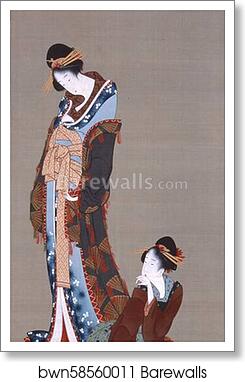 Two Beauties by Katsushika Hokusai, Art Print