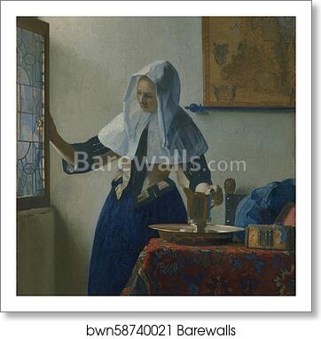 Young Woman with a Water Pitcher by Johannes Vermeer, Art Print