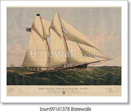 James Gordon Bennett, Jr.'s 205-ton schooner Henrietta, built at the Henry Steers shipyard in 1861, and winner of the New York Yacht Club's Great Ocean Race in 1866 by Currier & Ives, Art Print