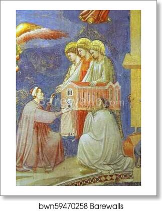 The Last Judgement (Enrico Scrovegni Presents the Model of the Church to the Virgin Mary). Detail by Giotto, Art Print The Last Judgement (Enrico Scrovegni Presents the Model of the Church to the Virgin Mary). Detail by Giotto, Art Print