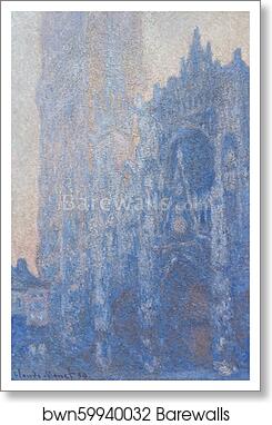 Rouen Cathedral Façade and Tour d'Albane (Morning Effect) by Claude Monet, Art Print