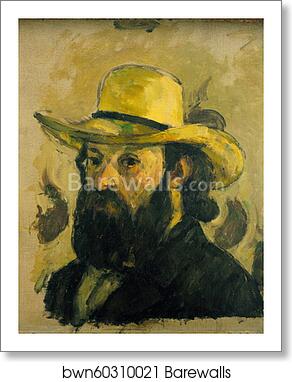Self-Portrait in a Straw Hat by Paul Cézanne, Art Print
