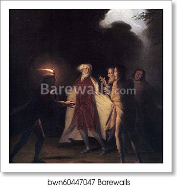 King Lear in the Tempest Tearing off His Robes by George Romney, Art Print